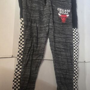NBA Chicago Bulls Kids Gray and Black Checkered Joggers